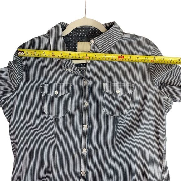 Denver Hayes Blue Grey Striped Button Down Shirt - Picture 7 of 10
